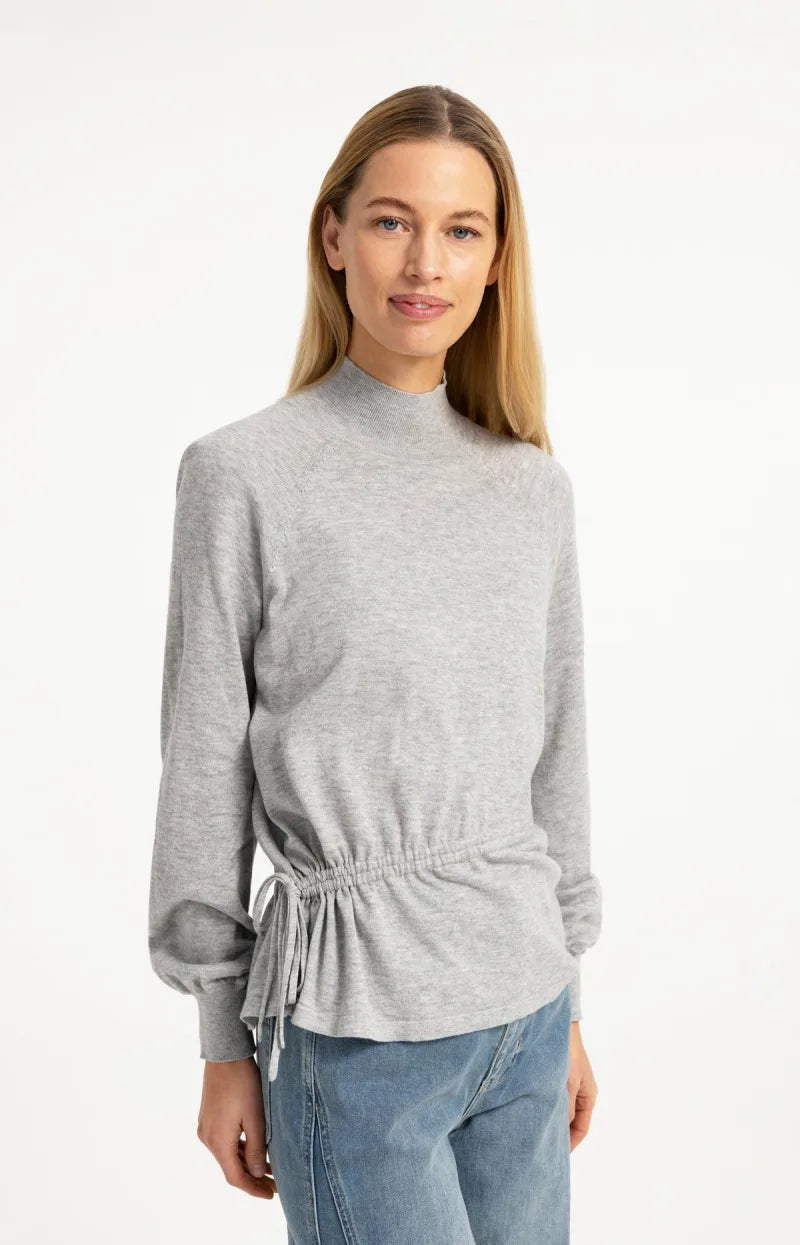 Sweater Met Hoge Hals En Taillekoord van YAYA, kleur Medium Grey Melange